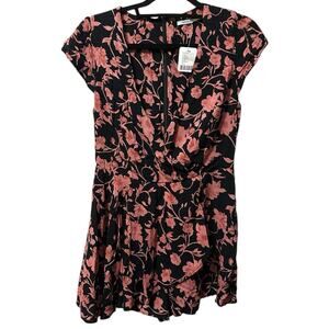 Kimchi‎ Blue Floral Skort Romper Women’s 6 Black Pink Ruffle Romantic Coquette